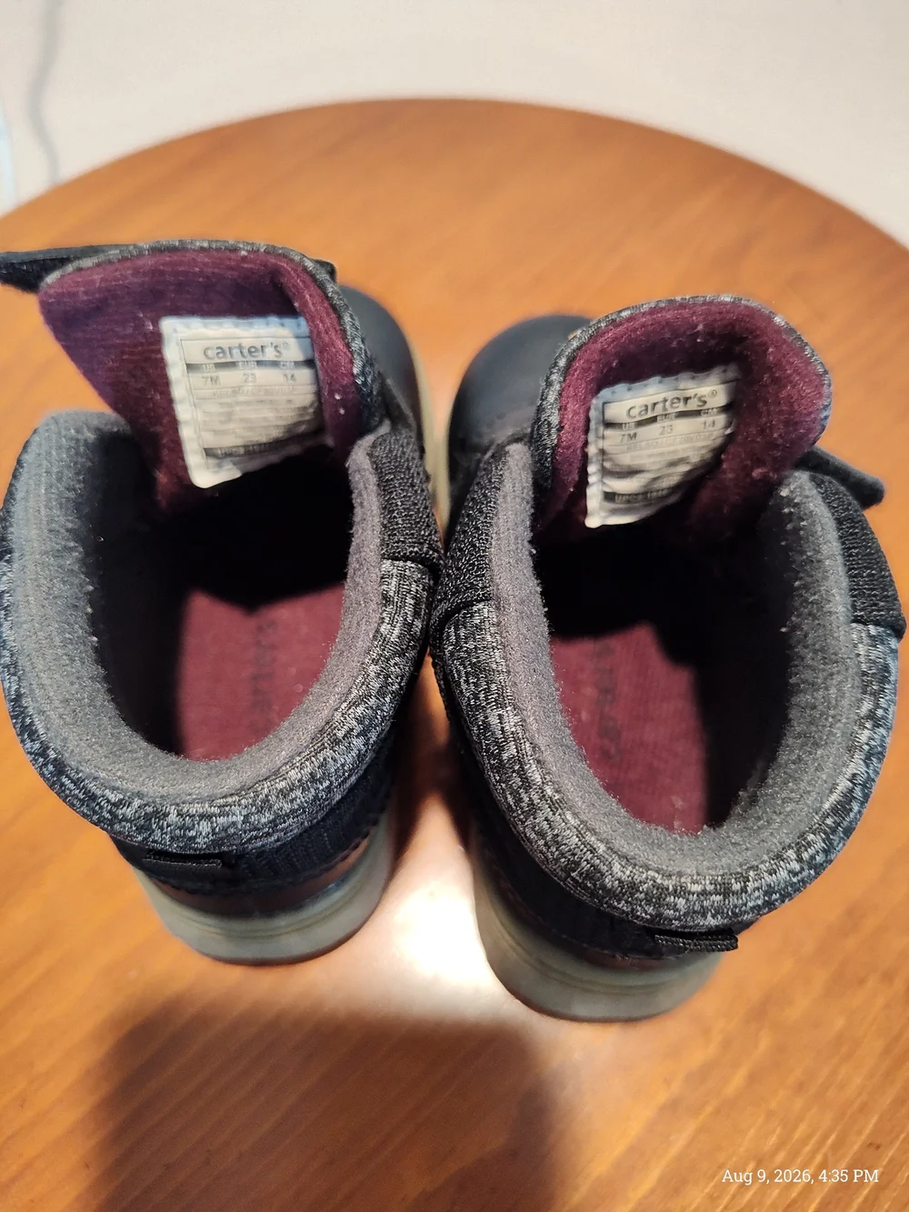 Carter's Black Toddler Velcro Ankle Boots with Brown Accent